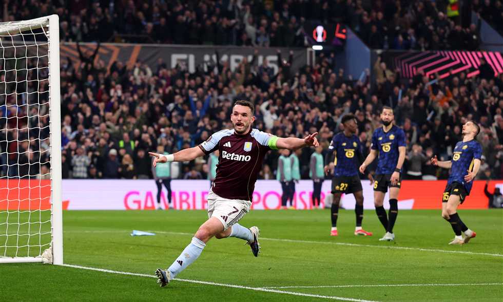 ماكجين الهداف التاريخي.. أستون فيلا يطيح بـ ليل ويتأهل لربع نهائي الدوري الأوروبي