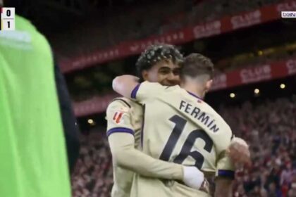 هدف برشلونة الأول ضد أتلتيك بلباو - لامين يامال (الدوري الإسباني)