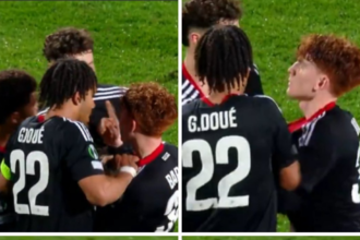 لاعب مغربي يشتبك مع زميله بعد مباراة ستراسبورغ ورييكا في دوري المؤتمر الأوروبي (فيديو)